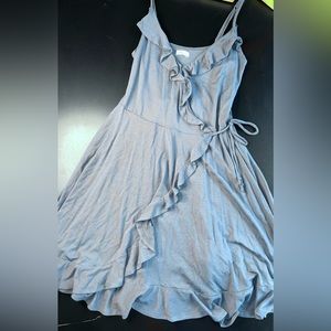 Hollister Slate Blue Ruffled Wrap Mini Dress Size Medium GUC